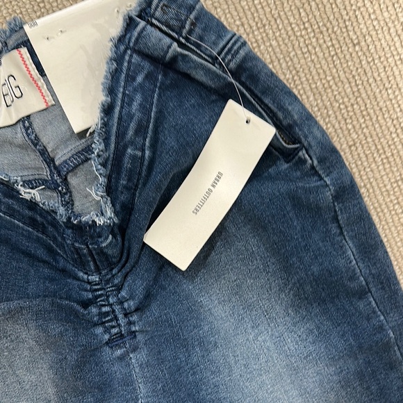 Urban outfitters BDG Blue Flare Wide Leg Jeans High-Rise ruched sz 25 - Picture 3 of 5